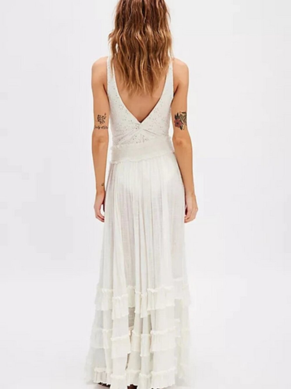 Free People FP One Brynn Maxi Skirt Smocked Tiered Ruffle Mid Rise Pull On S - Picture 2 of 2